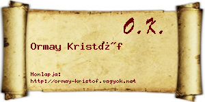 Ormay Kristóf névjegykártya